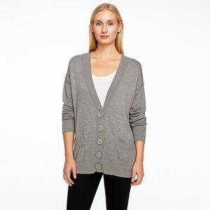 2/$30 Kensie Big Buttons V-Neck Cardigan Pockets Gray Medium #A0463 TRB3